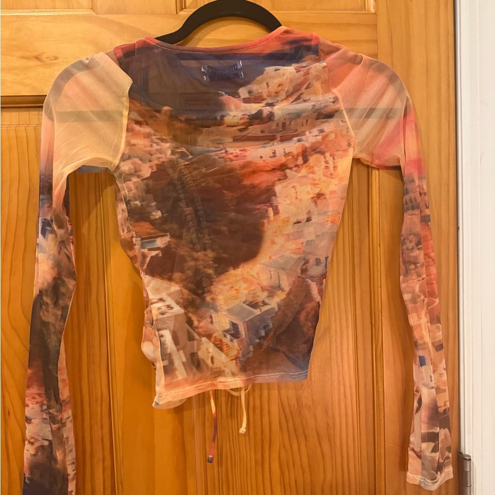 Sheer Multicolor Ruched Top - Picture 2 of 2